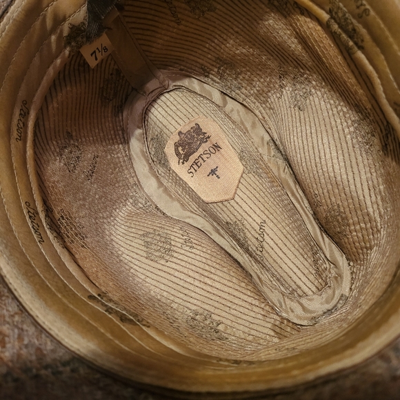 Vintage Stetson Tweed Fedora with Feather sz 7 1/8 - Picture 4 of 6